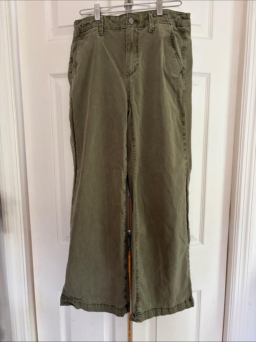 PAIGE Olive Green Wide-Leg Utility Pants